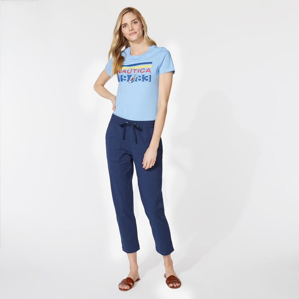 INK STRIPE CUFFED PANT,Blue Depths,large