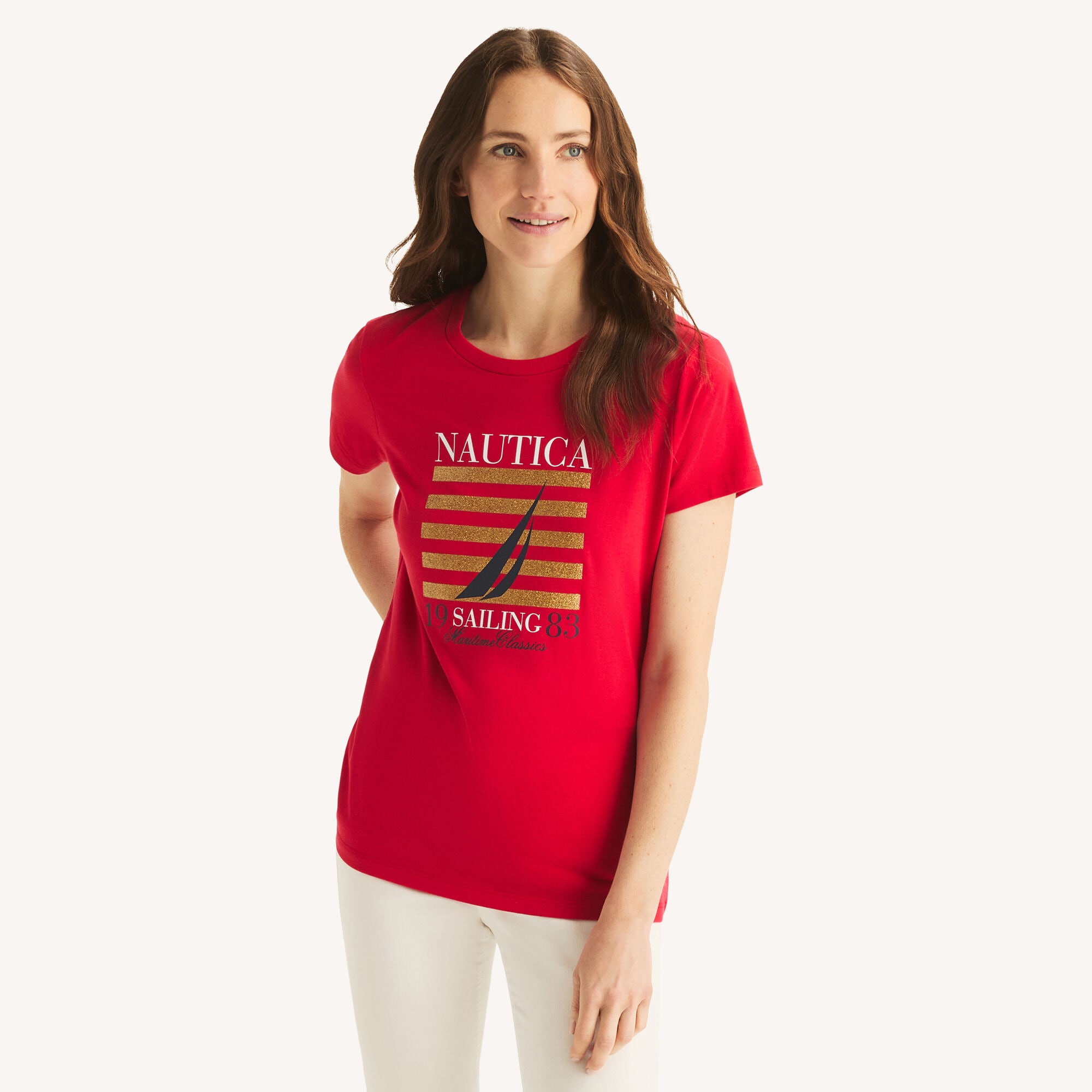 Classic Glitter Graphic T-Shirt,Tomales Red,large