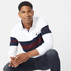 CLASSIC FIT LONG SLEEVE RUBGY POLO,Bright White,large