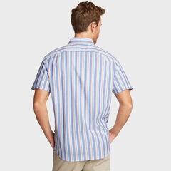 BIG & TALL SHORT SLEEVE SHIRT IN VERTICAL STRIPE,Clear Sky Blue,large