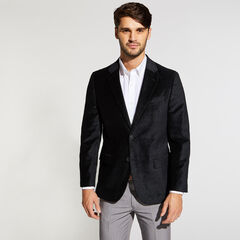 BRANFORD PAISLEY VELVET BLAZER IN BLACK,Black,large