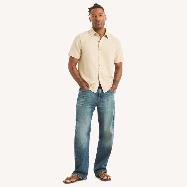 Classic Fit Seersucker Button-Front Polo