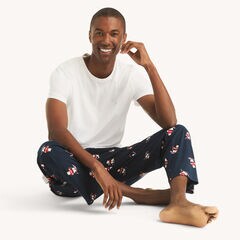 Fleece Printed Pajama Pant,Stellar Blue Heather,large