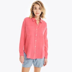 TEXTURED BUTTON-DOWN WEEKEND SHIRT,Fruit Punch,large