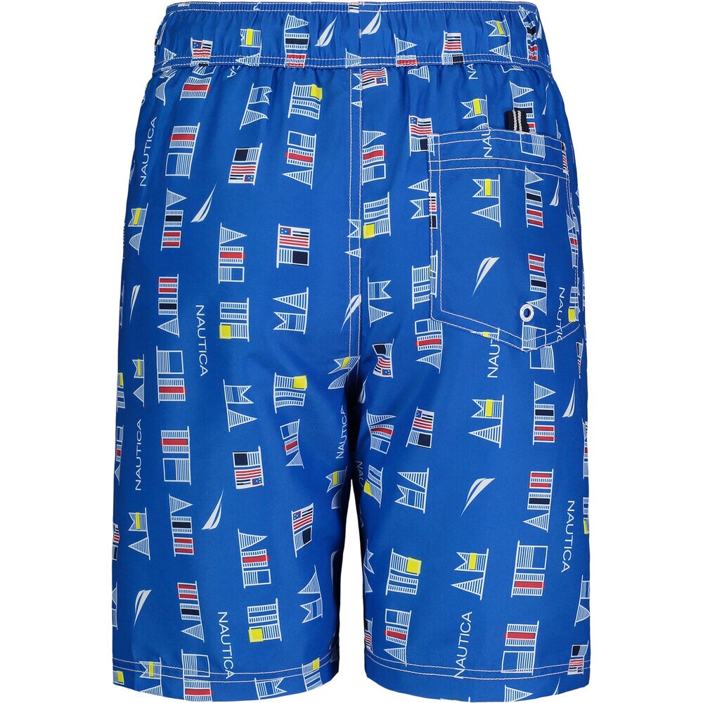 LITTLE BOYS' FLAG PRINT SWIM SHORT (4-7),True Navy,large
