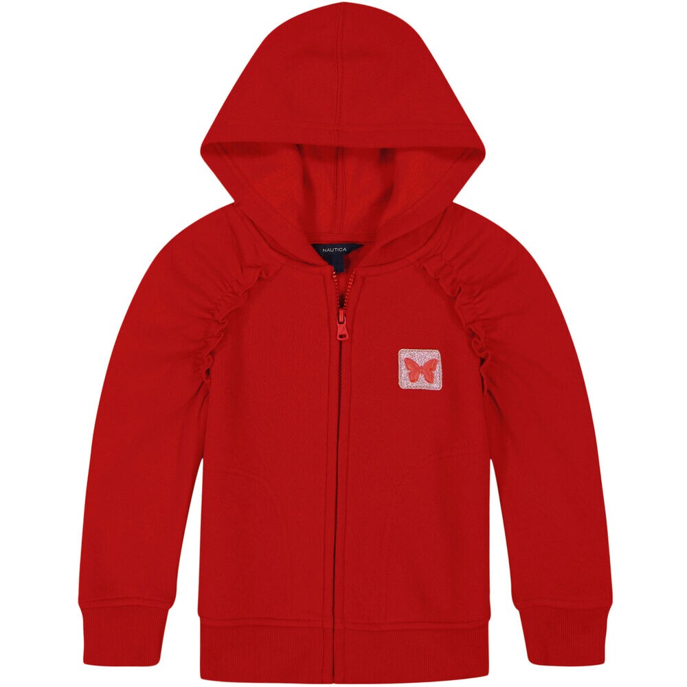 Toddler Girls' Ruffle Trim Fleece Hoodie (2T-4T),Macintosh,large