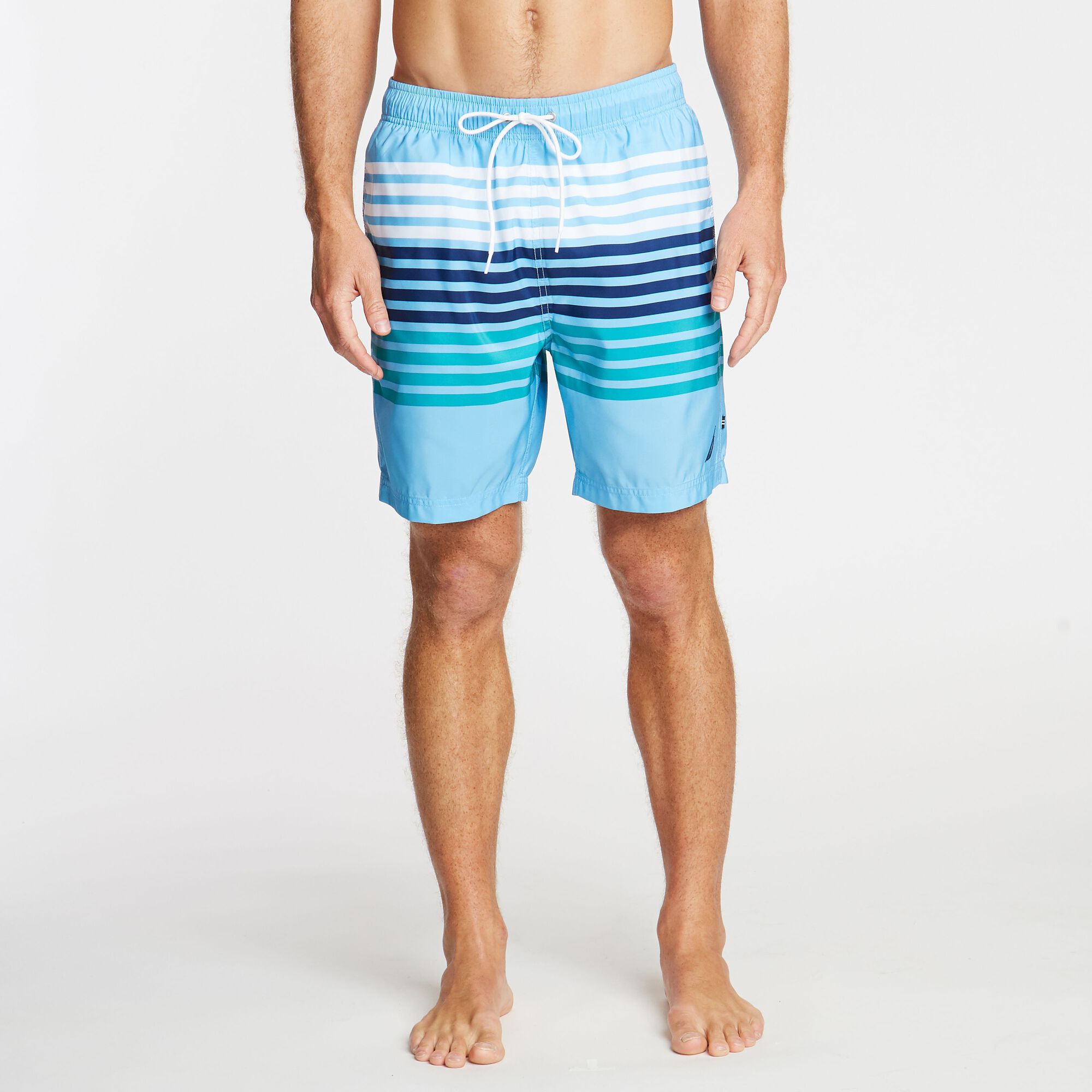 8" MIXED STRIPE SWIM TRUNK,Alaskan Blue,large