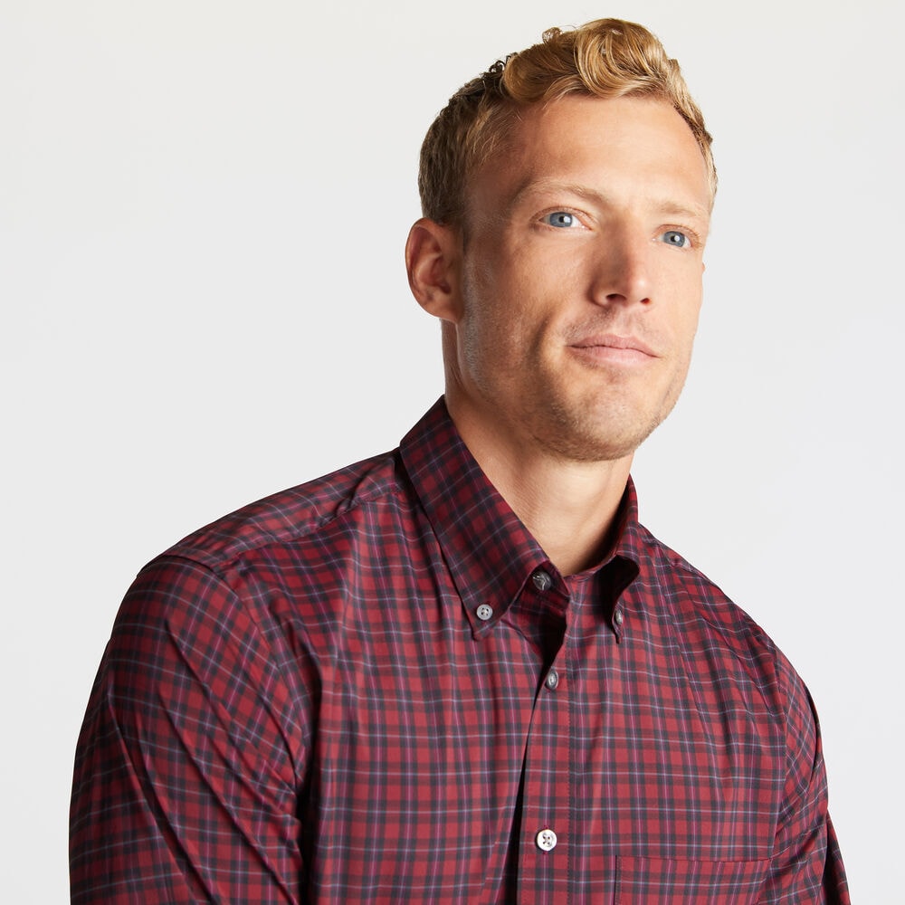 Classic Fit WRINKLE RESISTANT Shirt in Plaid,Sailor Red,large