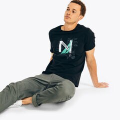 SUSTAINABLY CRAFTED YACHT LOGO GRAPHIC T-SHIRT,True Black,large