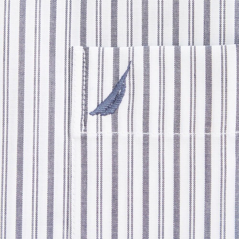 WRINKLE-RESISTANT STRIPED SHORT-SLEEVE SHIRT,J Navy,large