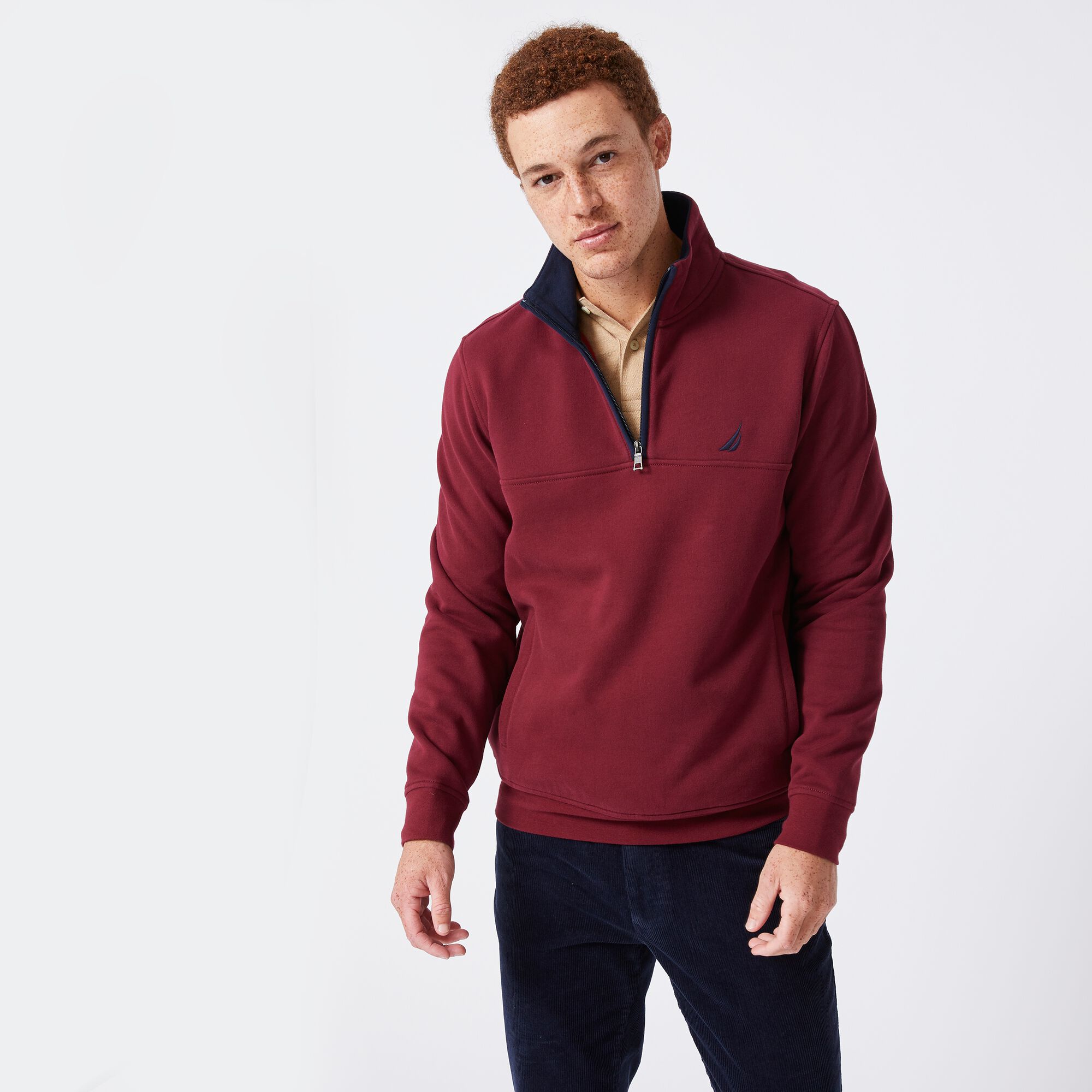 BIG & TALL QUARTER-ZIP PULLOVER,Zinfandel,large
