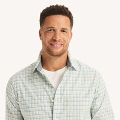 Big & Tall Plaid Shirt,Sail White,large
