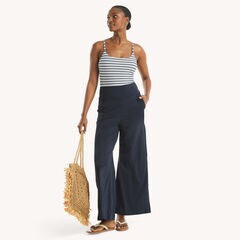 Striped One-Piece Swim,J Navy,large