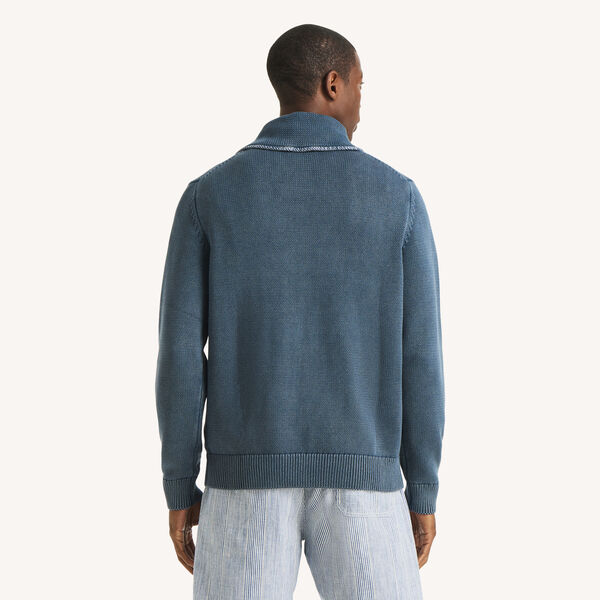 Stonewashed Shawl Collar Sweater