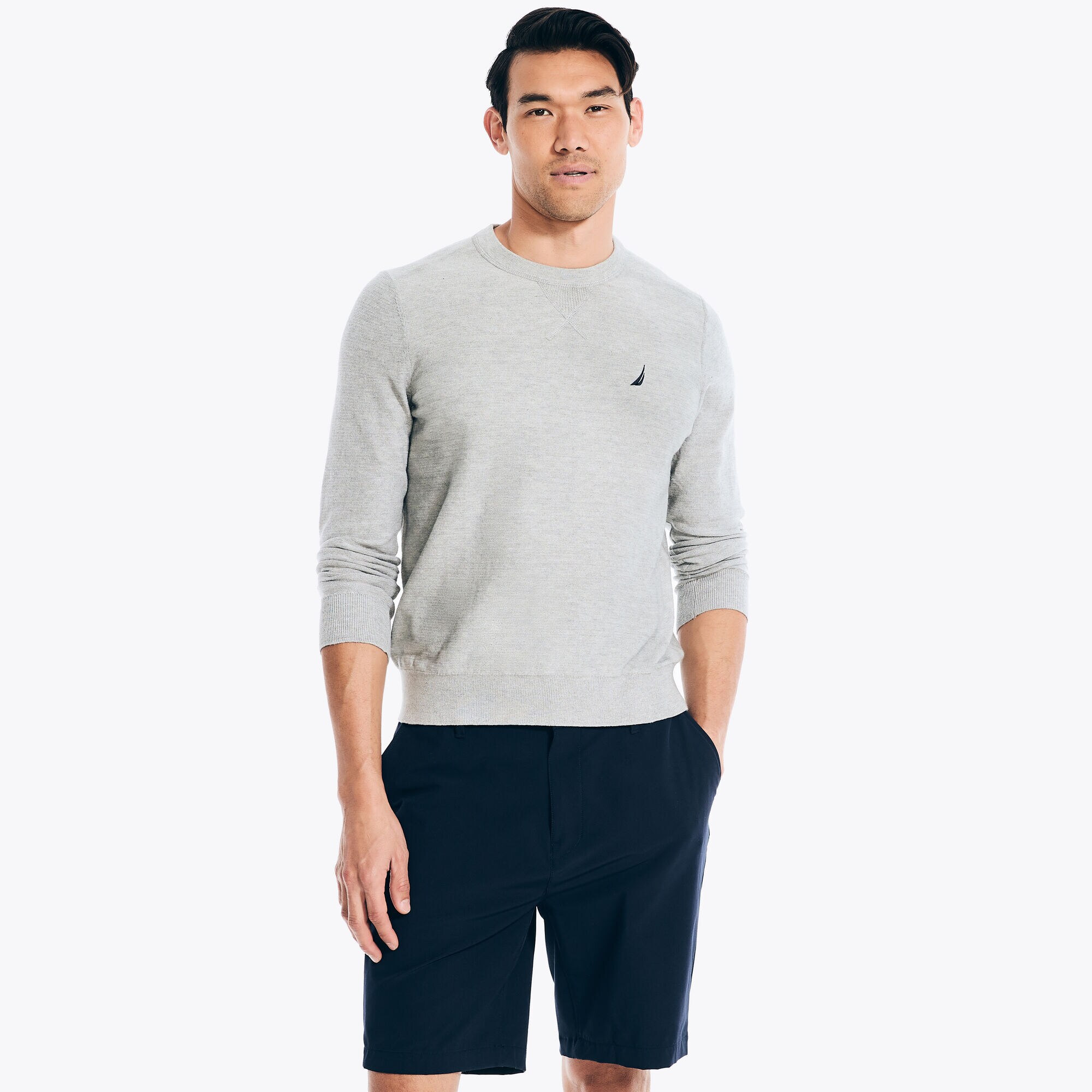 Navtech Textured Crewneck Sweater,Grey Heather,large