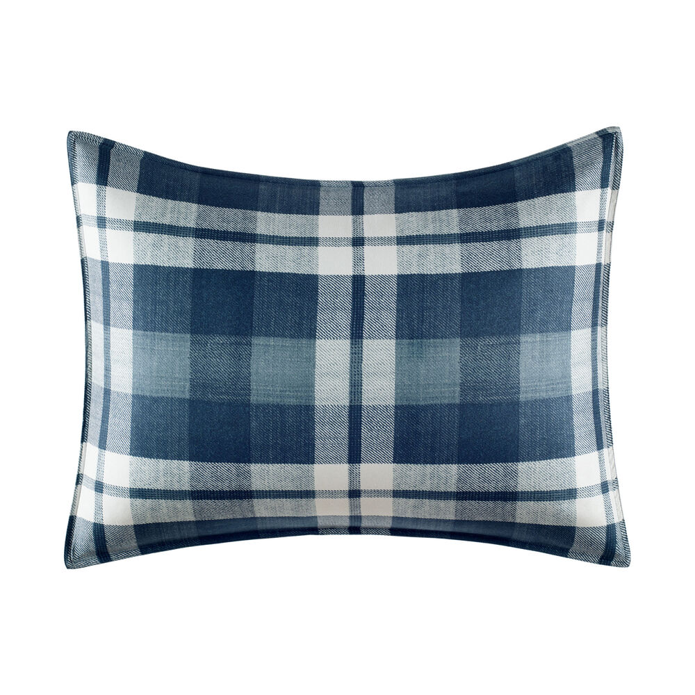 CROSSVIEW  COMFORTER & NAVY PLAID KING SHAM SET,Navy,large