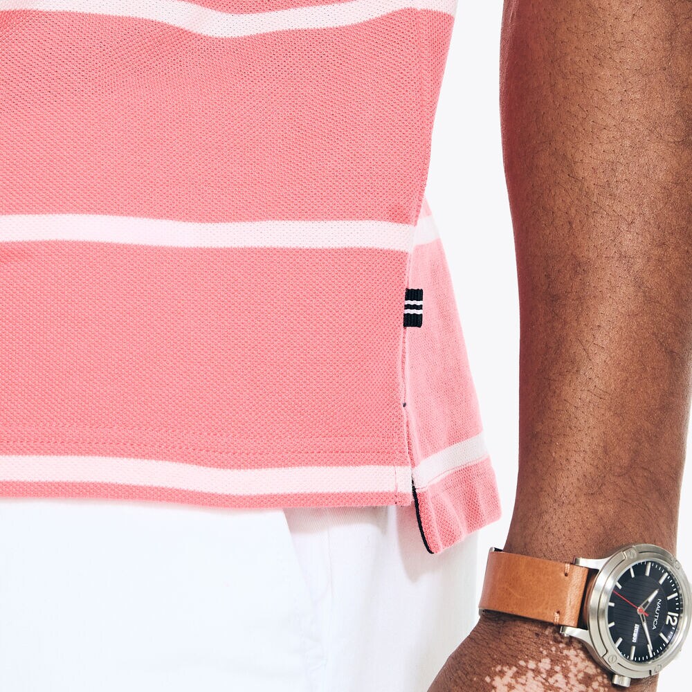 CLASSIC FIT STRIPED DECK POLO,Teaberry,large