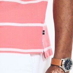 CLASSIC FIT STRIPED DECK POLO,Teaberry,large