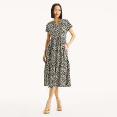 Printed Midi Dress,Navy,large