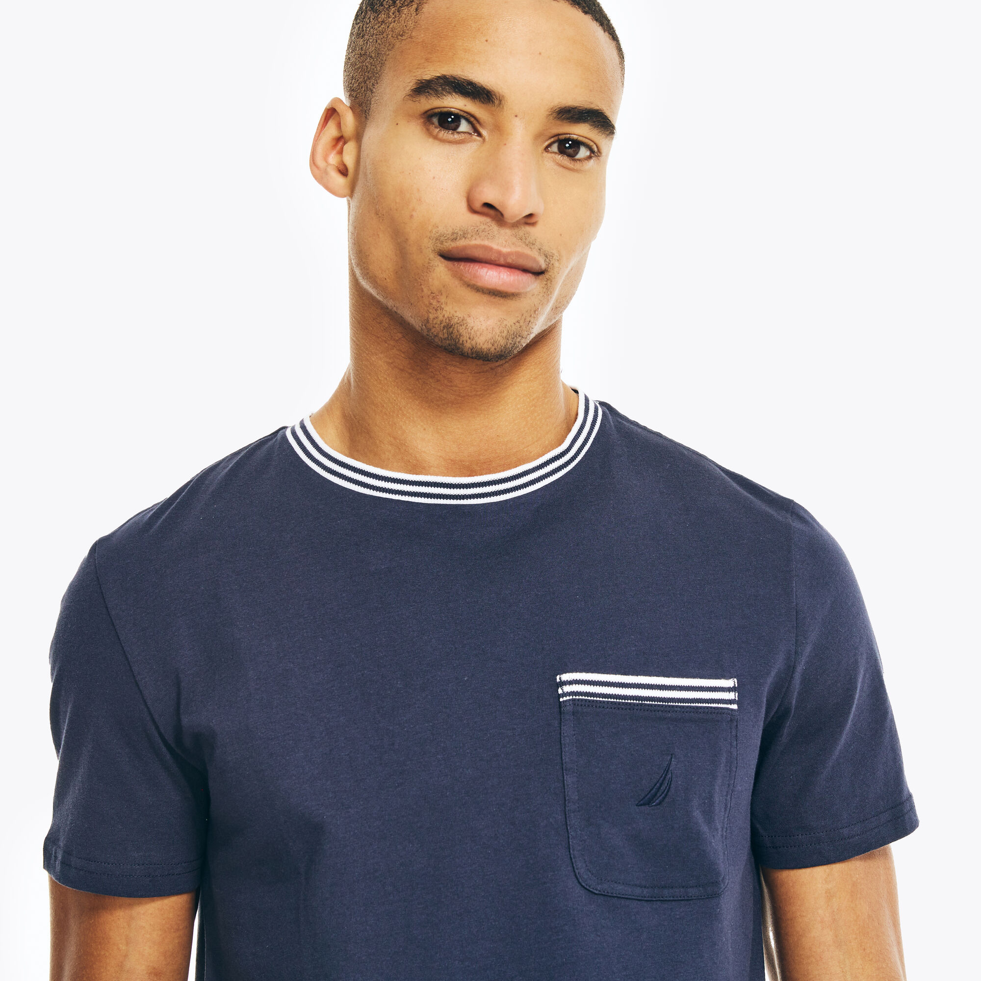 CREWNECK POCKET T-SHIRT,Navy,large