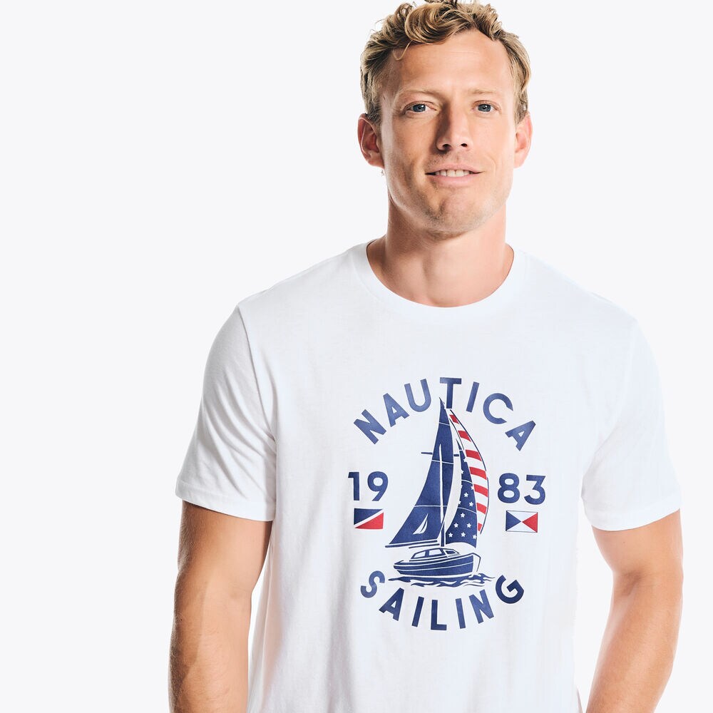Sailing Club Graphic T-Shirt,Bright White,large