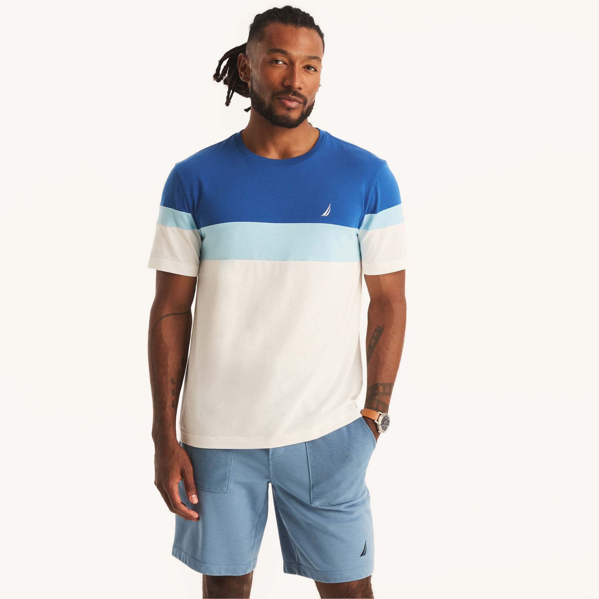 Colorblock T-Shirt,Windsurf Blue,large