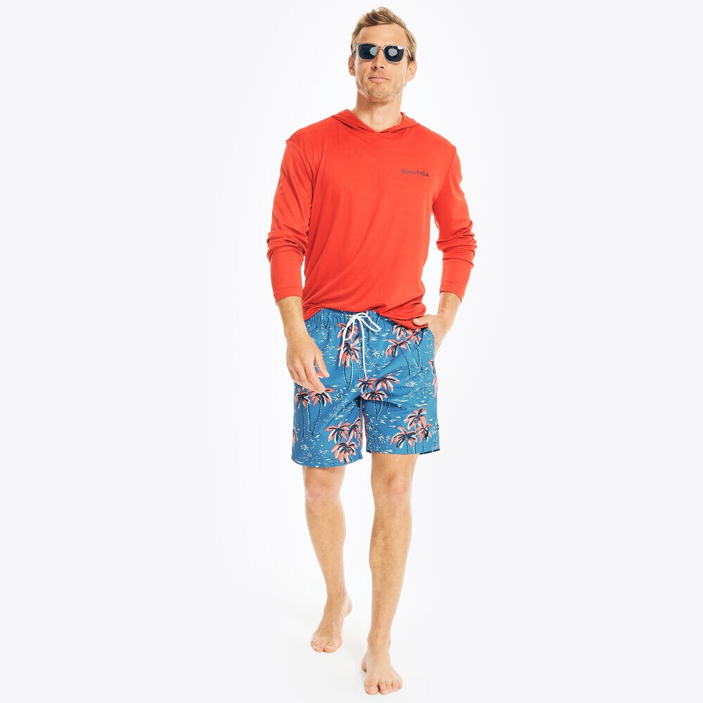 SUSTAINABLY CRAFTED 8" TROPICAL PRINT SWIM,True Navy,large