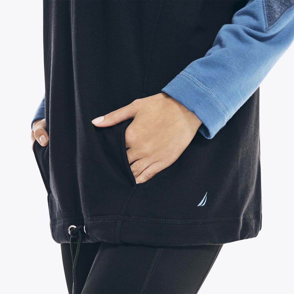 COLORBLOCK QUARTER-ZIP SWEATSHIRT,True Black,large