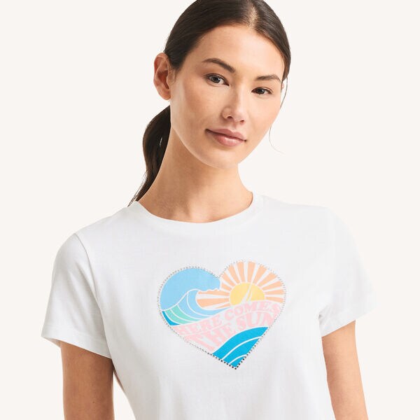 Rhinestone Here Comes The Sun Graphic T-Shirt