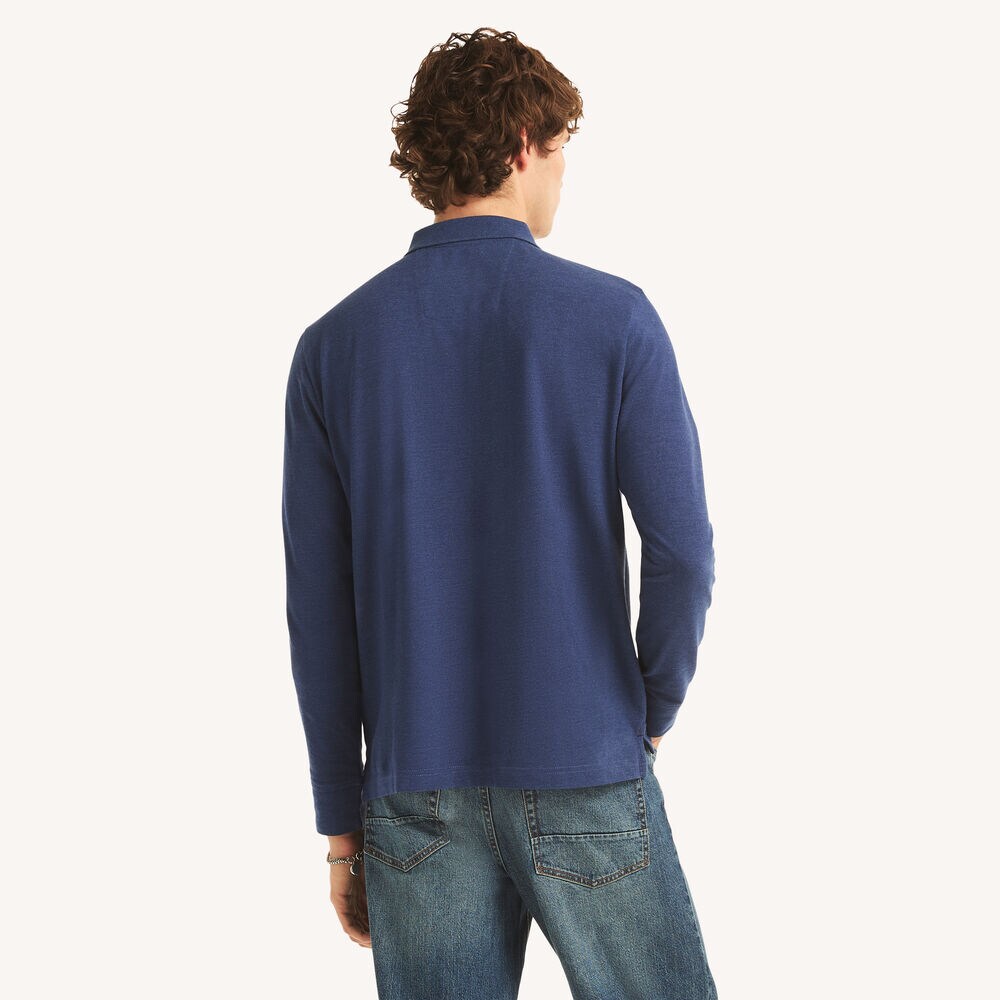 Classic Fit Long-Sleeve Polo,Stellar Blue Heather,large