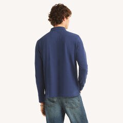 Classic Fit Long-Sleeve Polo,Stellar Blue Heather,large