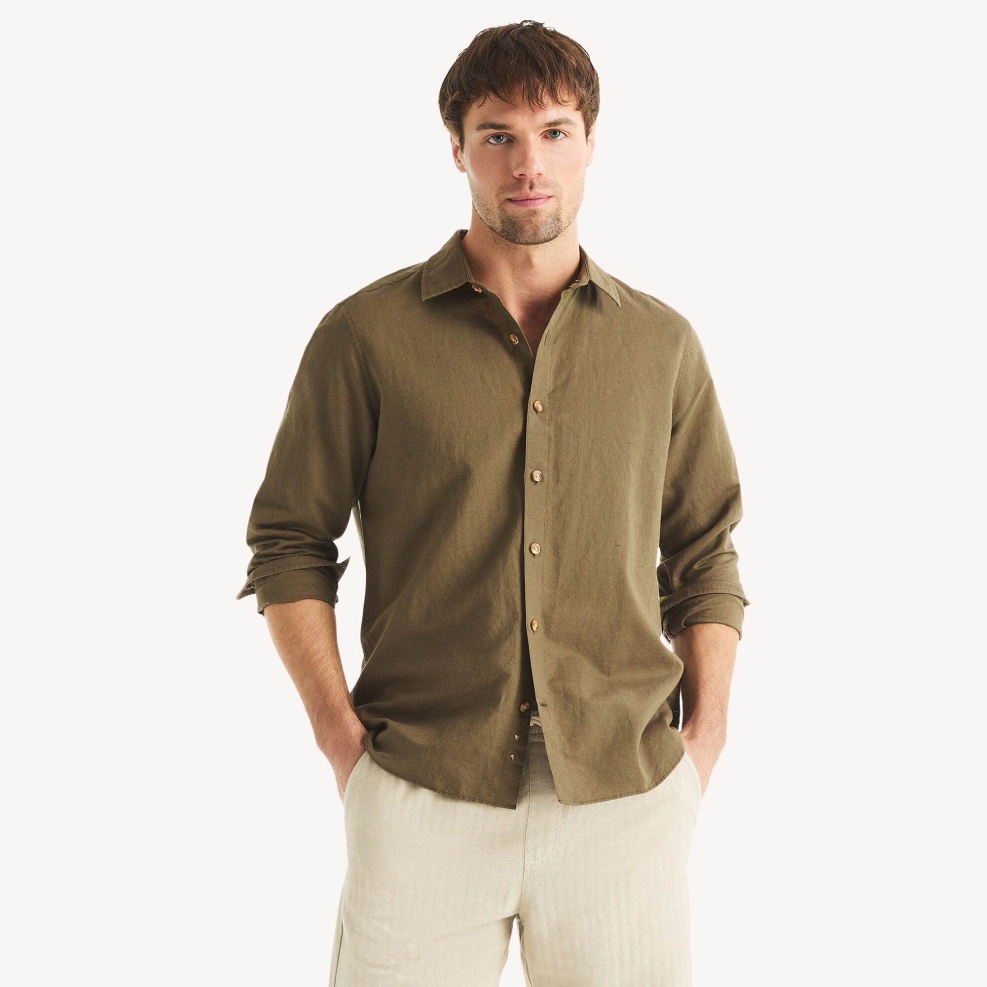 Linen Shirt,Grape Leaf,large