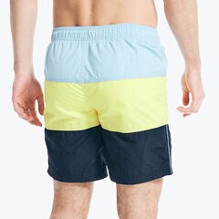 8" COLORBLOCK LOGO PRINT SWIM SHORTS,Cobalt Wave,large