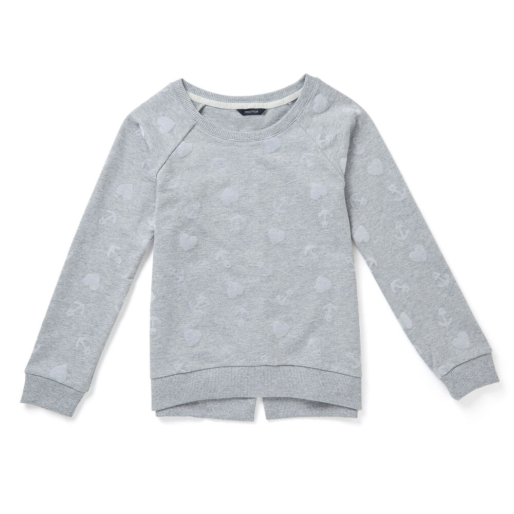 Toddler Girls' Anchor & Heart Sweatshirt (2T-3T),Grey Heather,large