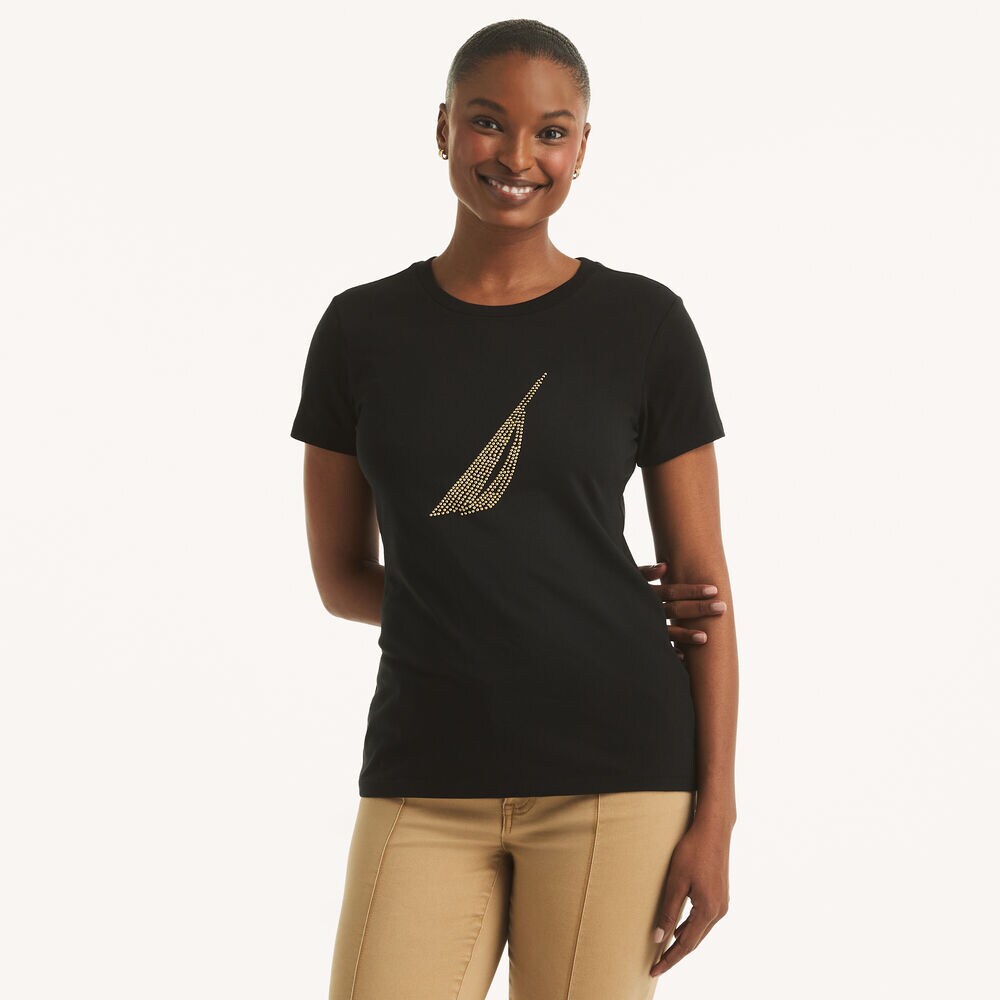 Studded Graphic T-Shirt,True Black,large