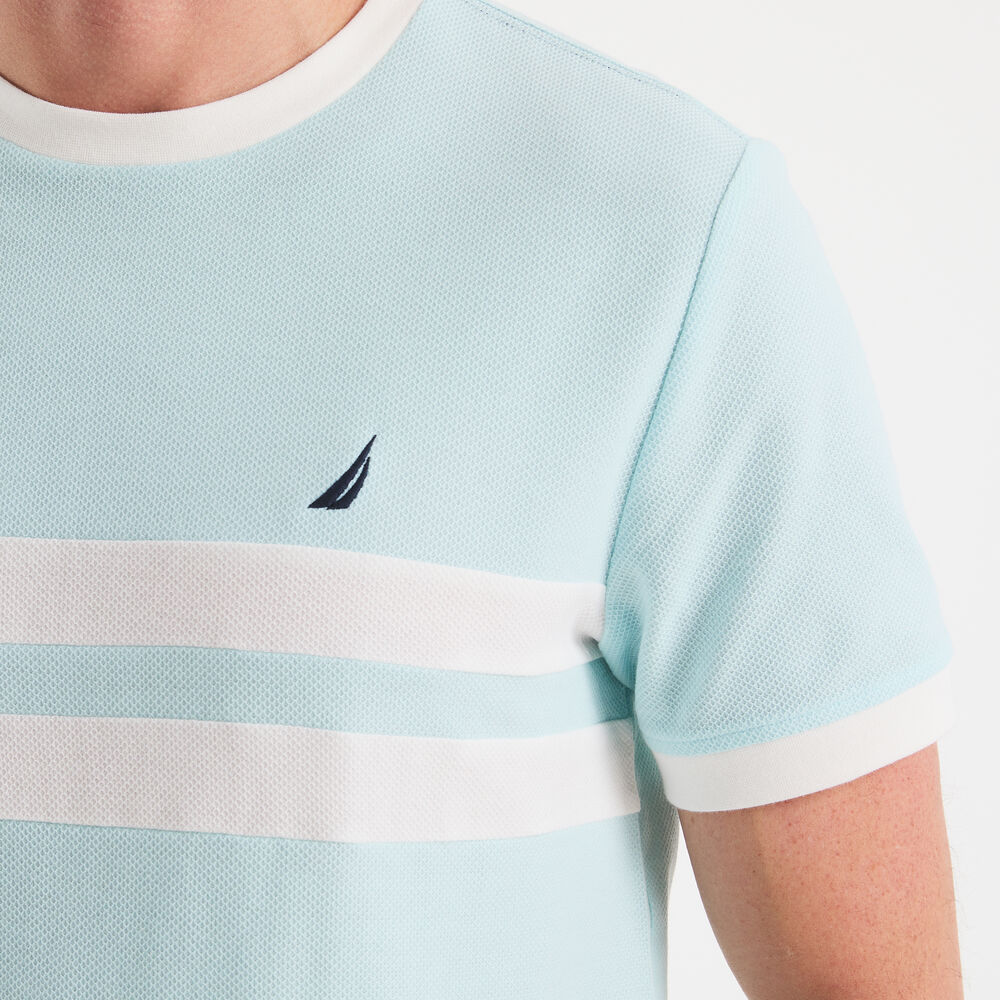 Colorblock Crewneck T-Shirt,Aqua Splash,large