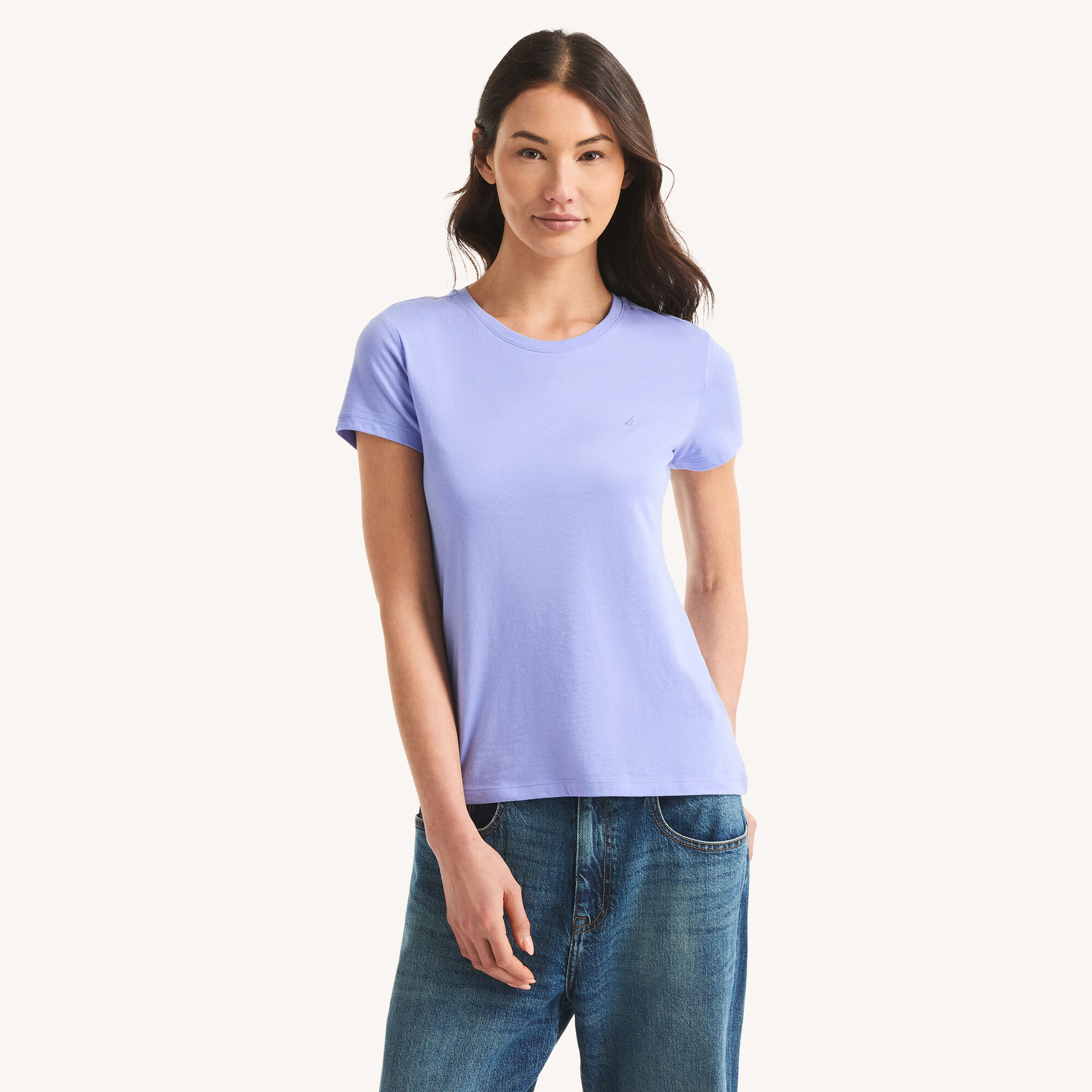 Crewneck Deck T-Shirt,Angel Blue,large