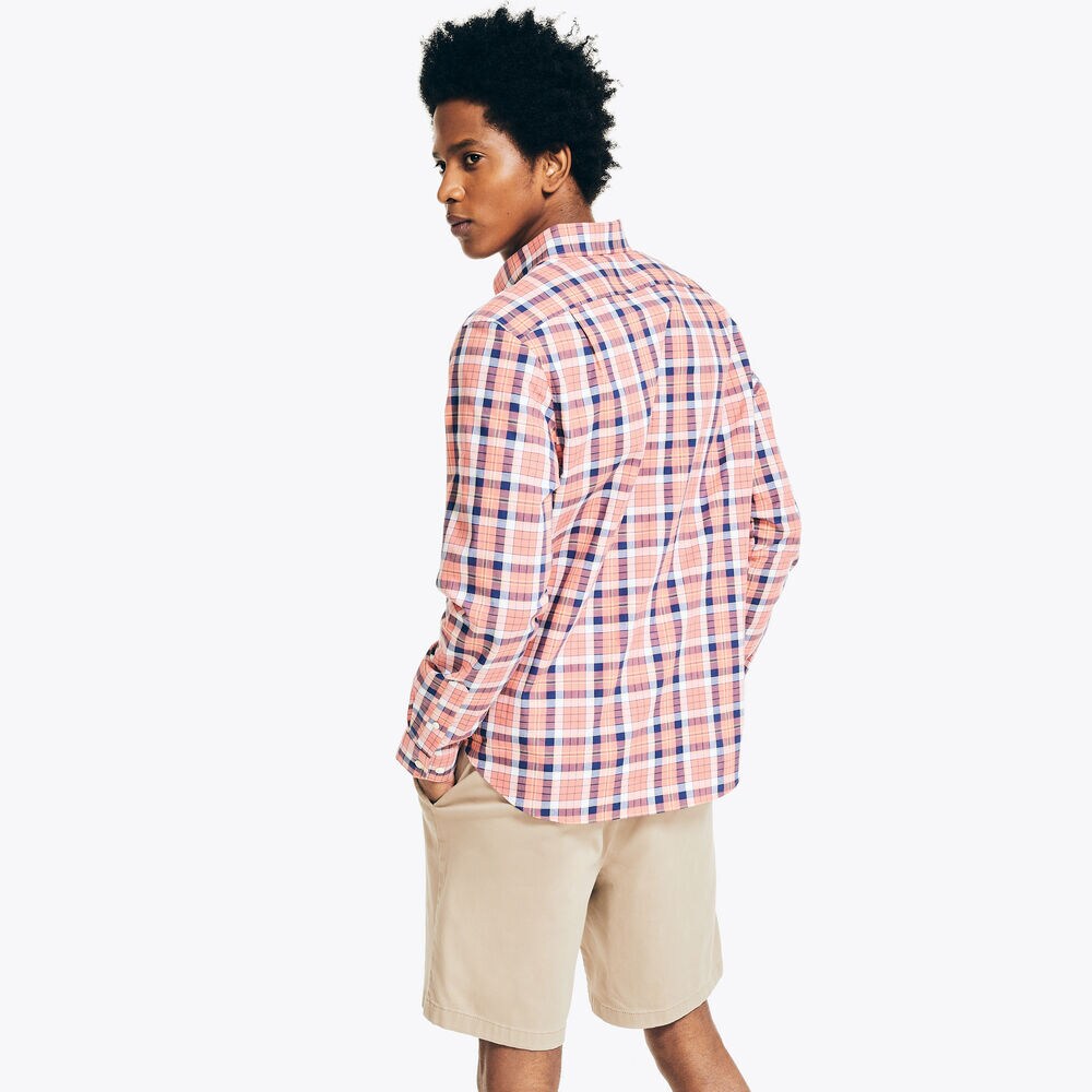 PLAID POPLIN SHIRT,Coral Dream,large