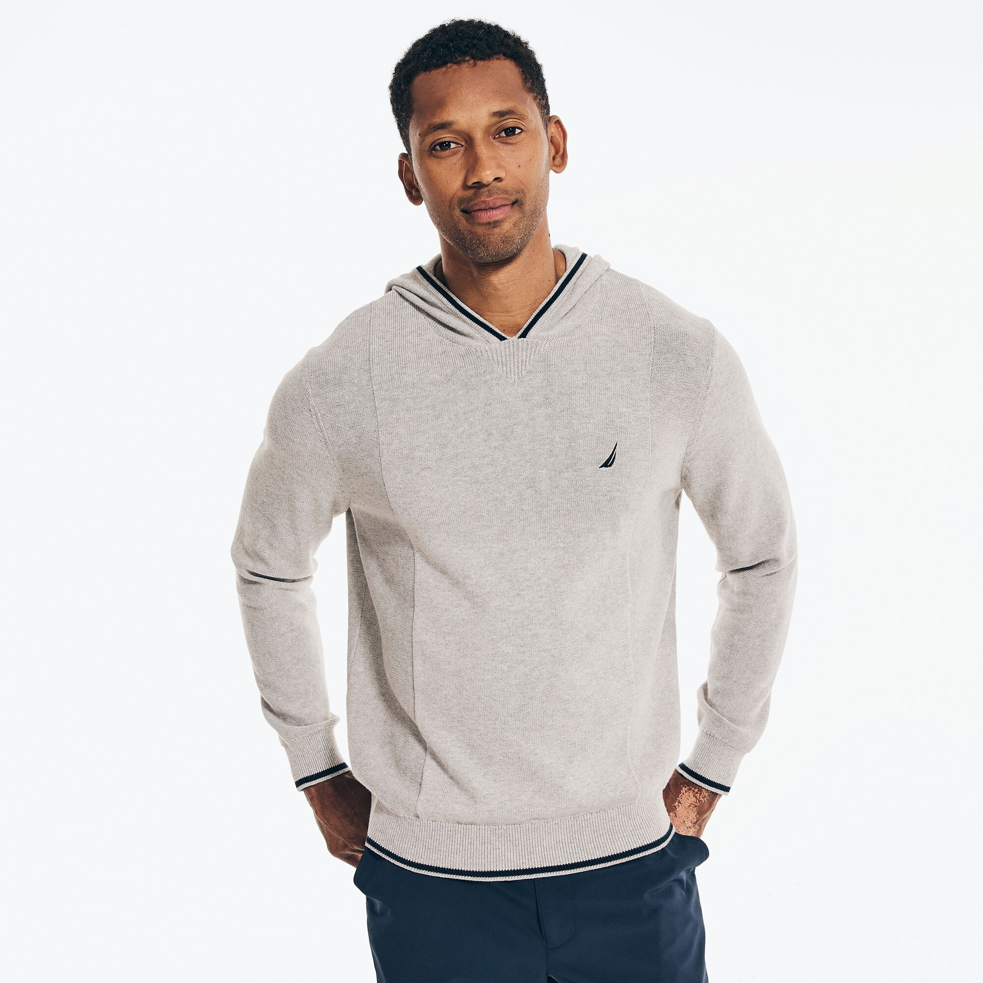 NAVTECH TEXTURED PULLOVER HOODIE,Grey Heather,large