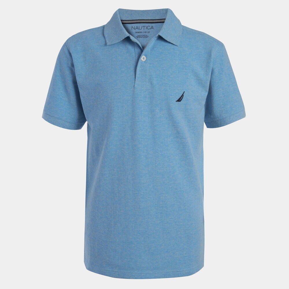 LITTLE BOYS' ANCHOR HEATHERED POLO (4-7),Star Turquoise,large