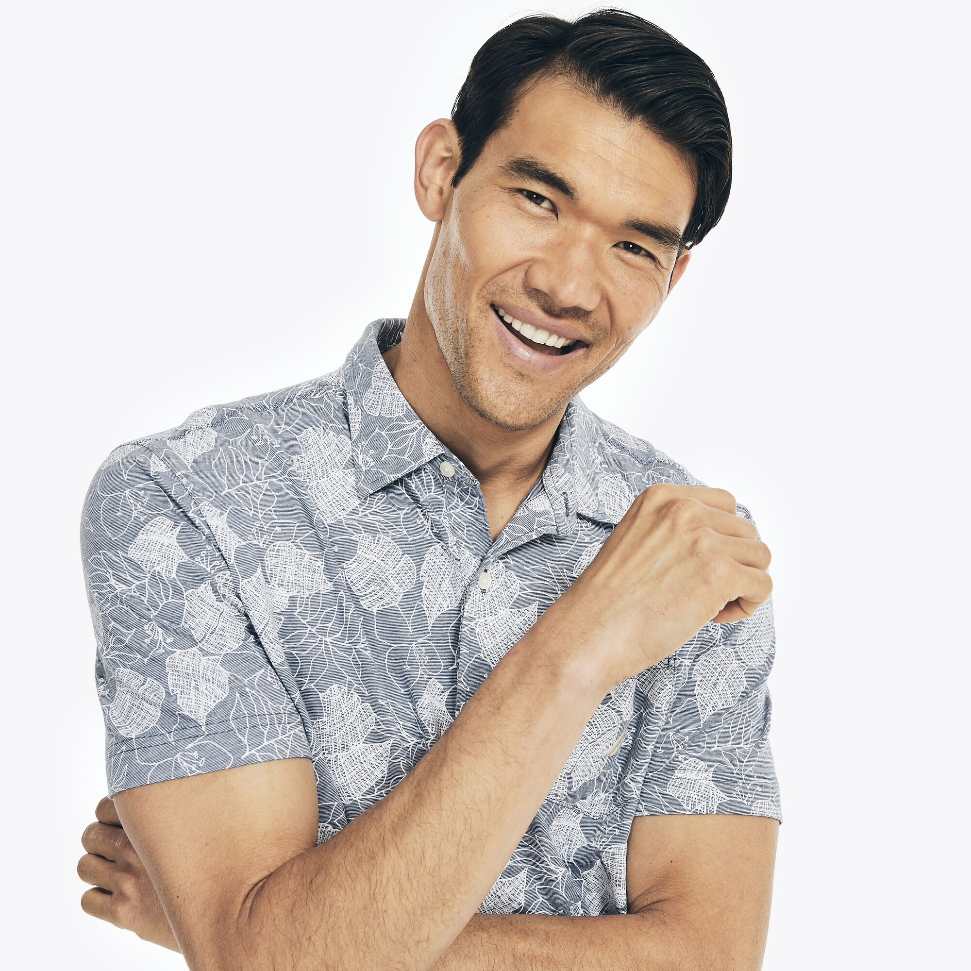 PRINTED HARBOR SHIRT,Ensign Blue,large