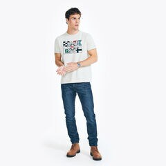 NAUTICA JEANS CO. FLAG GRAPHIC T-SHIRT,Oatmeal Heather,large