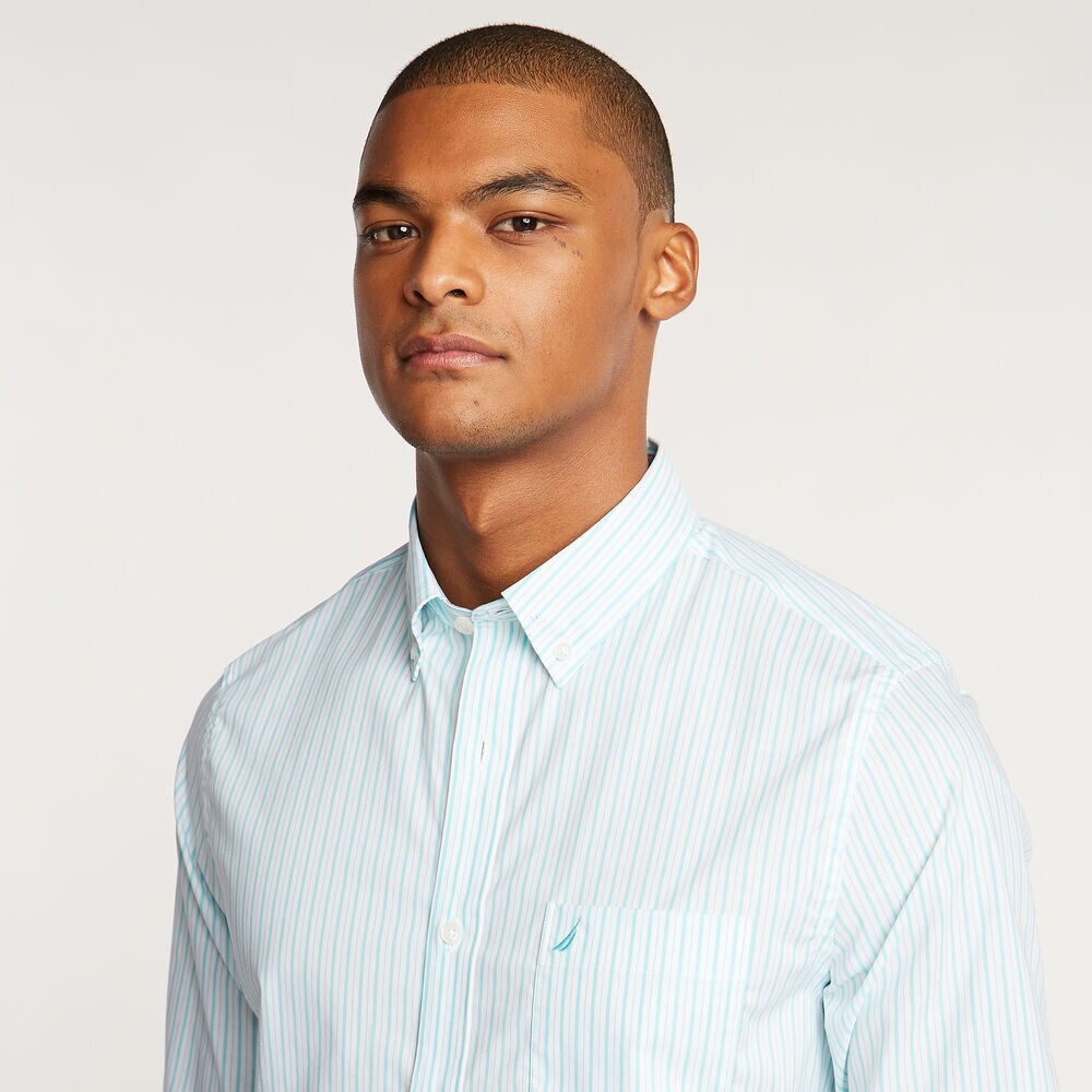 SLIM FIT WRINKLE-RESISTANT STRIPED SHIRT,Bali Bliss,large