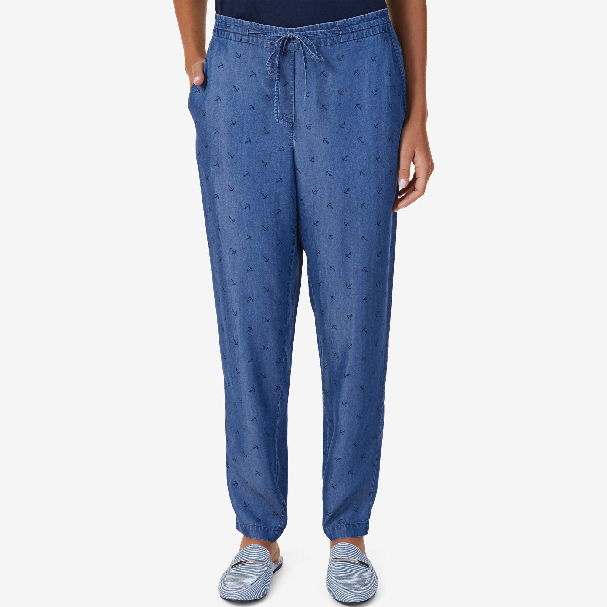 Anchor Print Chambray Pants,Cape Grey Wash,large