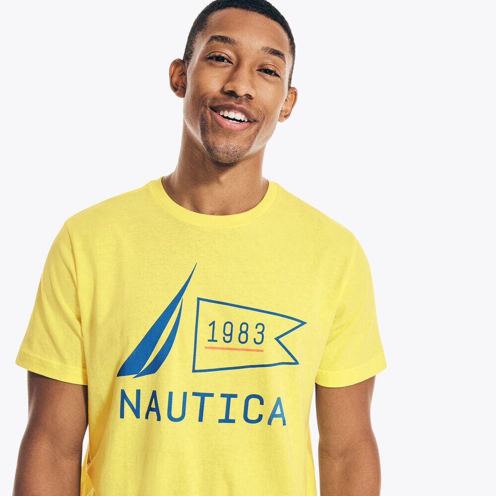 1983 BRAND ICON LOGO GRAPHIC SLEEP T-SHIRT,Cabana Yellow,large