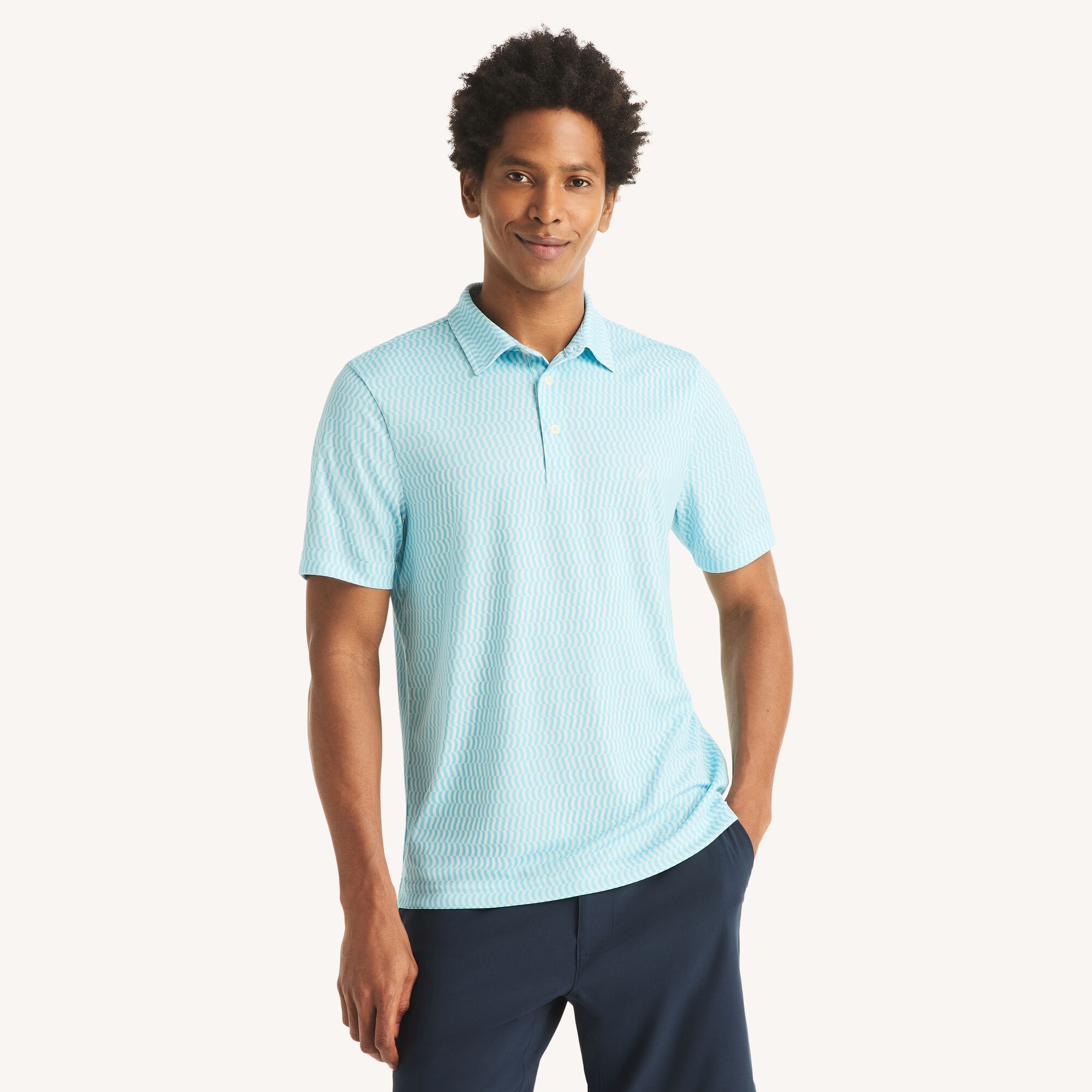 Printed Performance Polo,Pure Deep Bay Wash,large