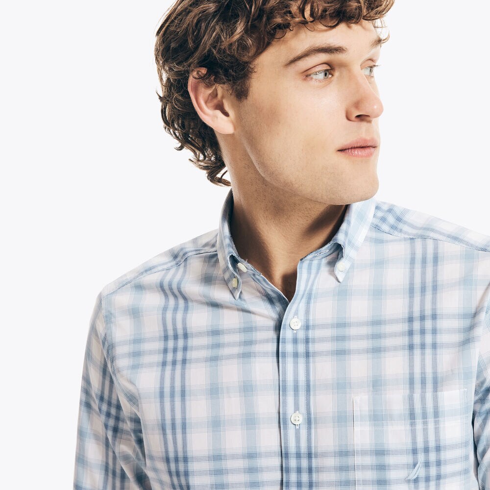 PLAID POPLIN SHIRT,Bright White,large