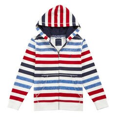  Boys' Multi Stripe Zip Hoodie (8-16),Antique White Wash,large