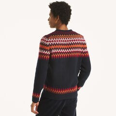 Fair Isle Crewneck Sweater,Stellar Blue Heather,large