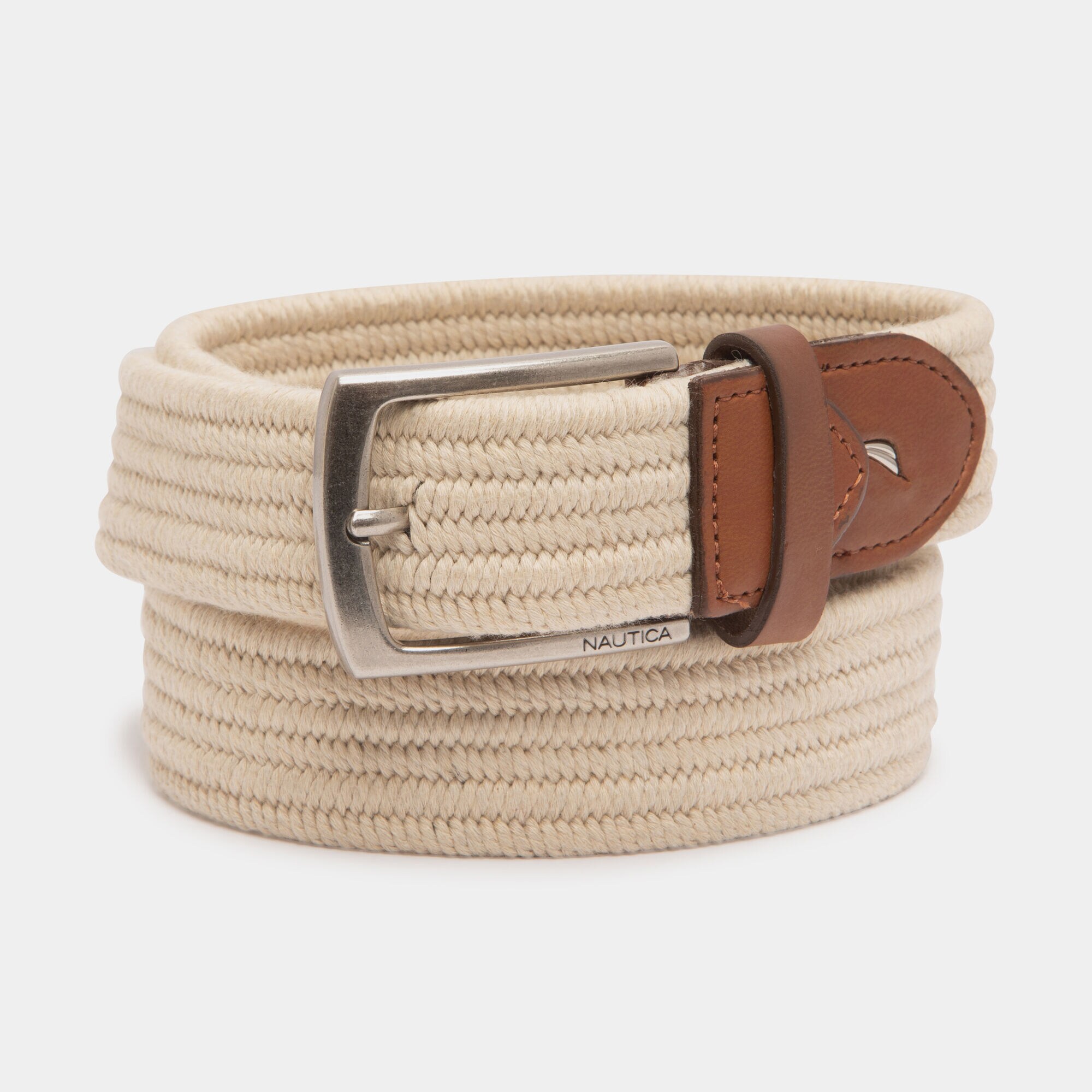 WOVEN ROPE BELT,Military Tan,large